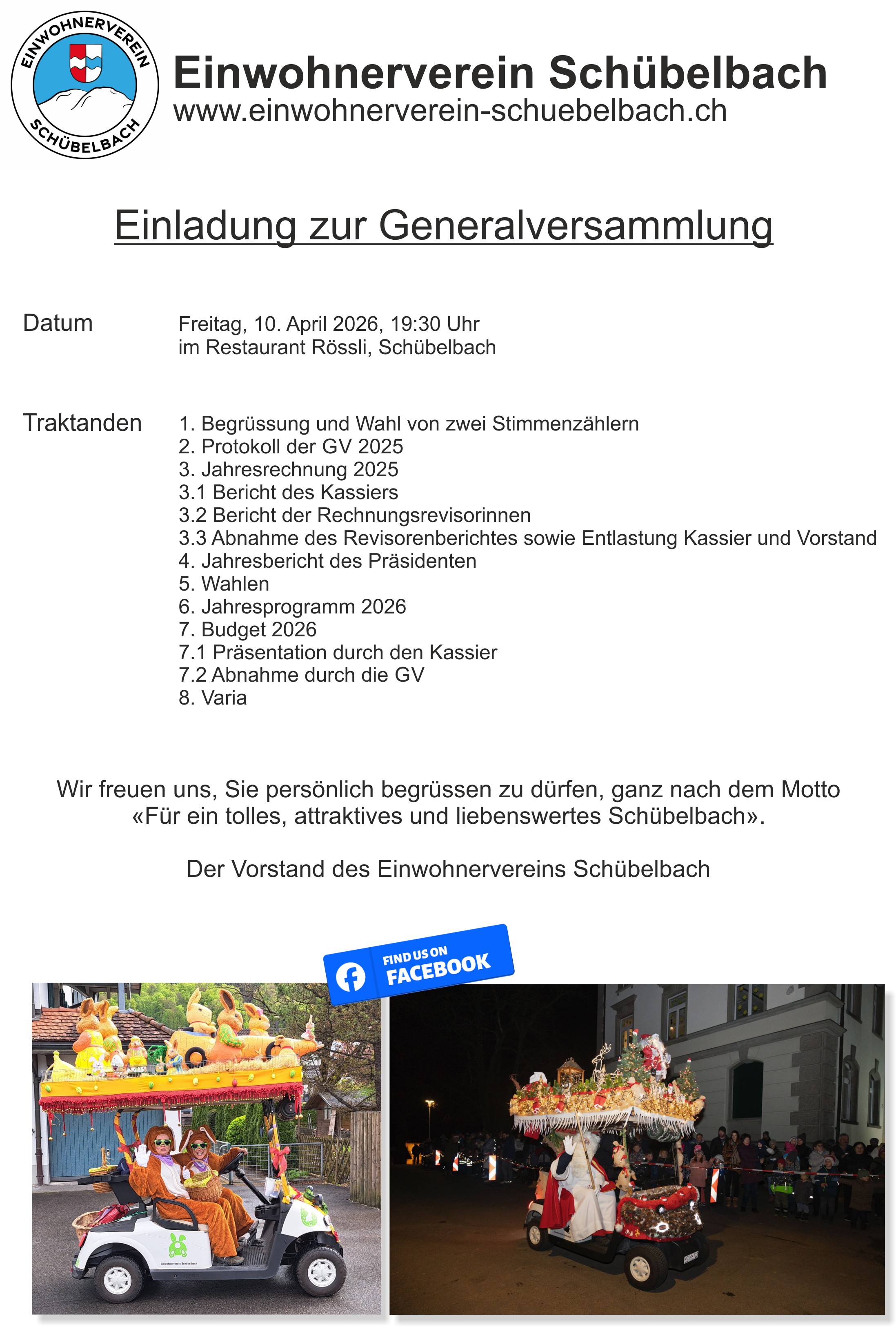 Einladung GV 2026 Einladung GV 2026